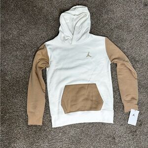 Jordan White and Tan Hoodie